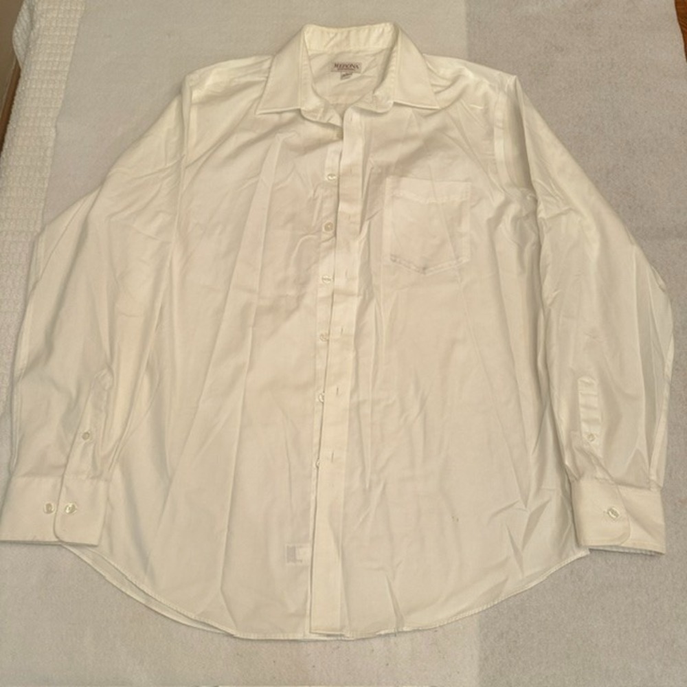 Merona The Ultimate Shirt White Long Sleeve Dress Shirt Mens L 16 16.5 Business